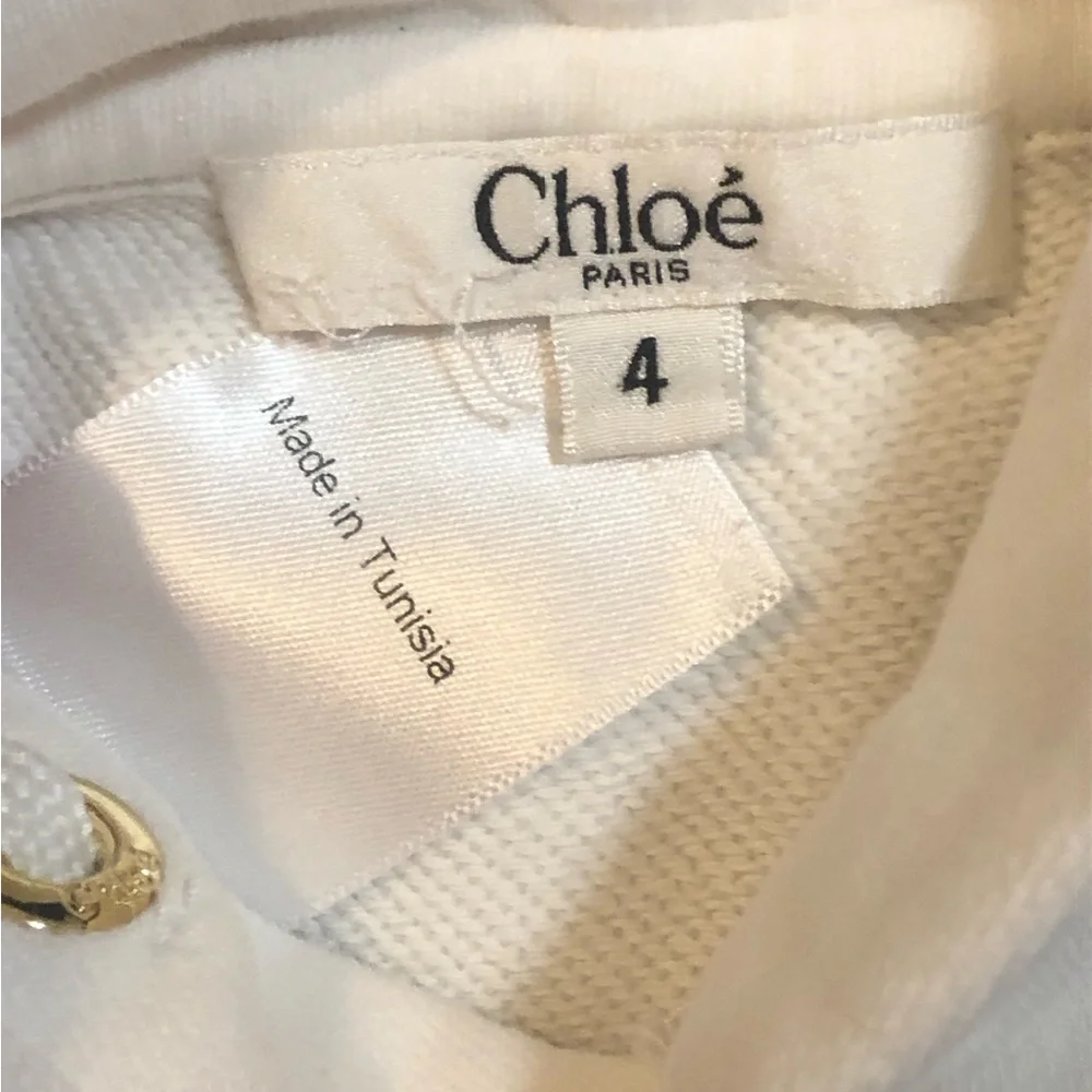 Chloe Paris White Hooded Short Sleeve Cotton Dress Sz 4T Girls